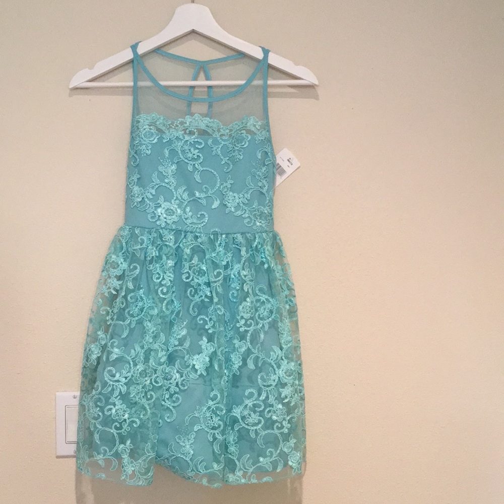 Blue teal formal dress